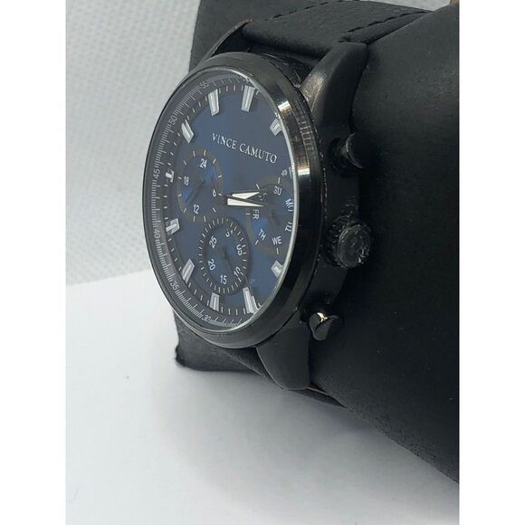 Vince Camuto Unisex Black Leather Digital Blue Dial Quartz Genuine Watch OP200 - Picture 2 of 9